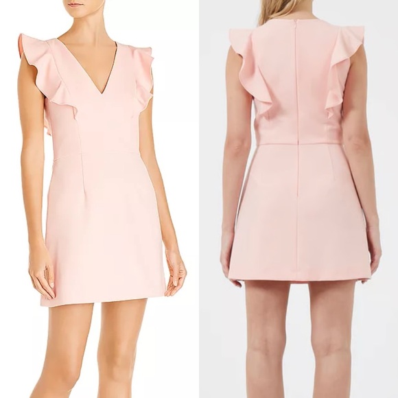 NWOTFRENCH CONNECTION PINK SLEEVELESS WHISPER RUFFLE COCKTAIL DRESS SIZE XXS
